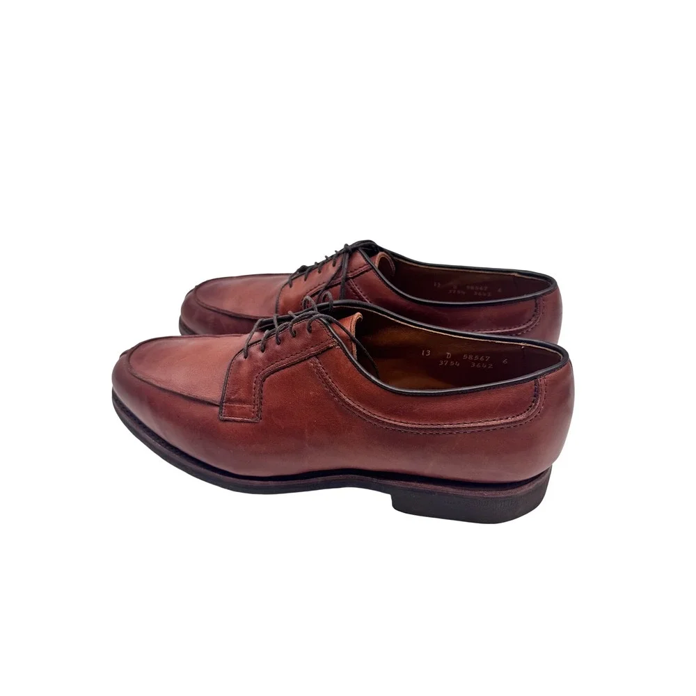 Allen Edmonds Stockbridge Derby Mens 13 D Brown Leather Split Toe Orthotic
